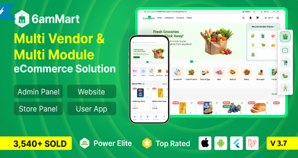 6amMart - Multivendor Food, Grocery, eCommerce, Parcel, Pharmacy delivery app with Admin & Website v3.7