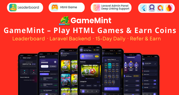 GameMint - Play & Earn HTML Games with Flutter and Laravel Backend v1.0
